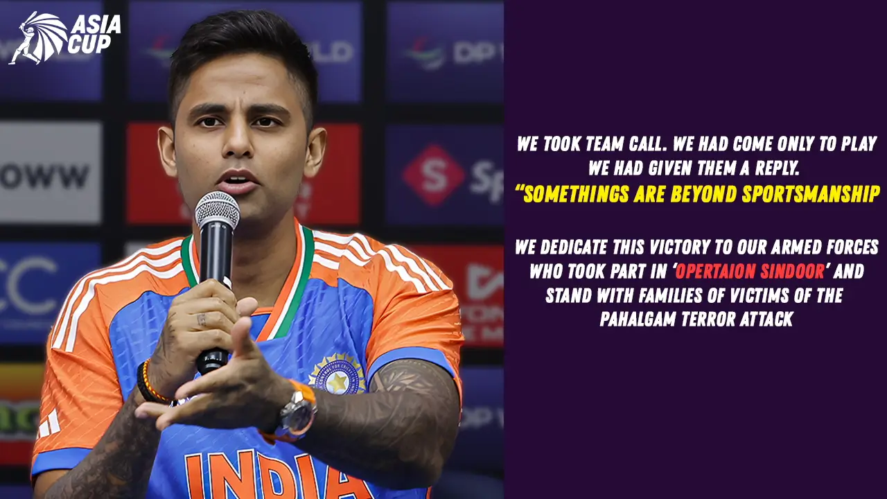 "Few things in life are ahead of sportsman spirit" said SuryaKumar Yadav after not shaking hands with Pakistani players
